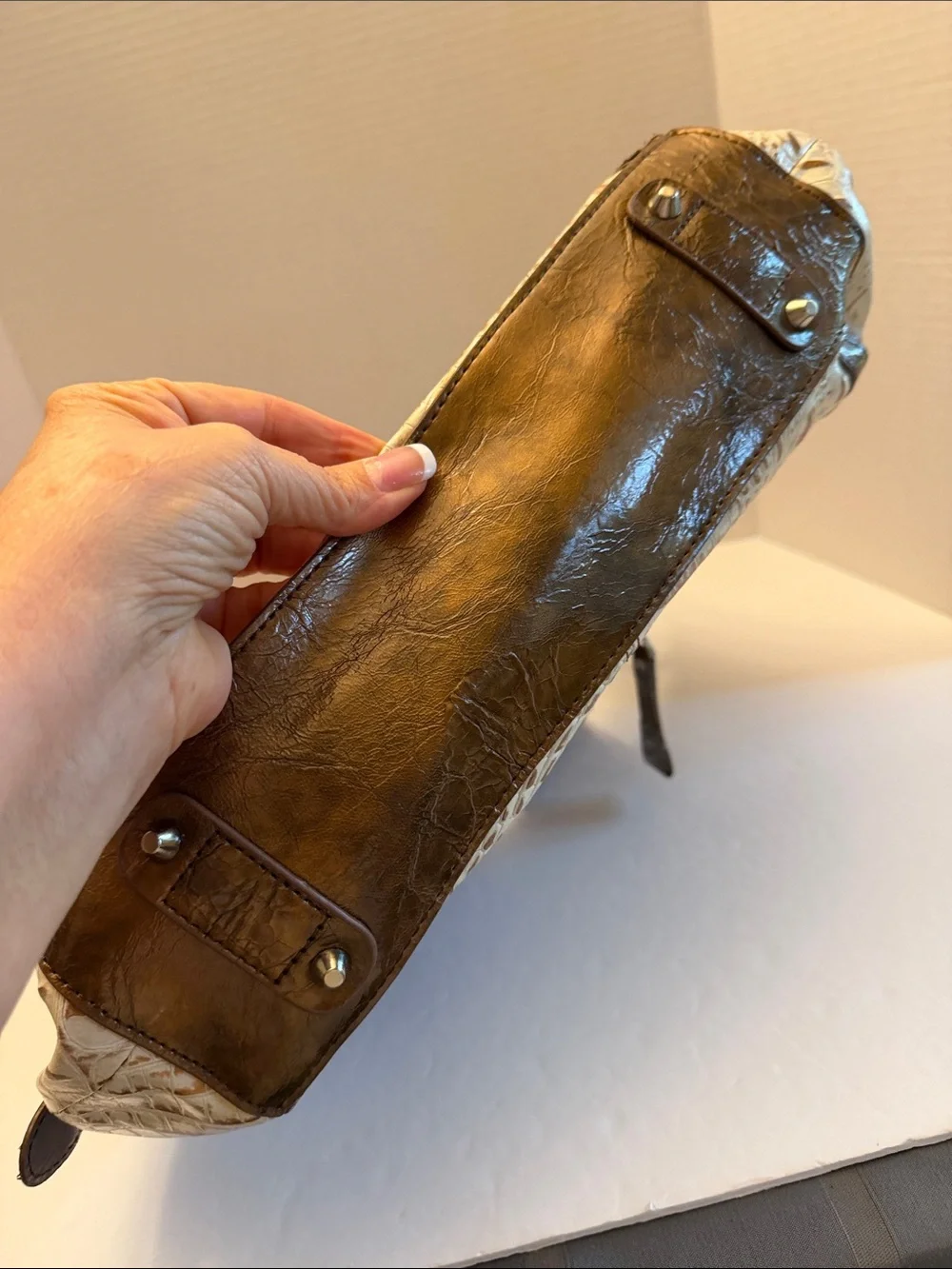 Madi Claire Genuine Leather Croc-Embossed Shoulder Bag